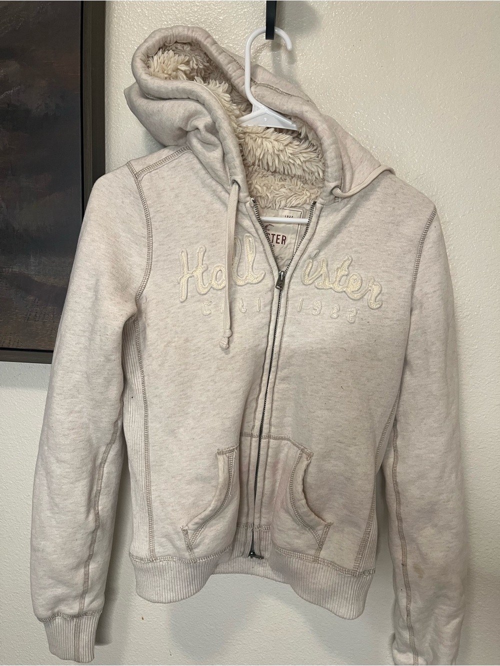 Y2K Hollister Women's Cream Sherpa-Lined